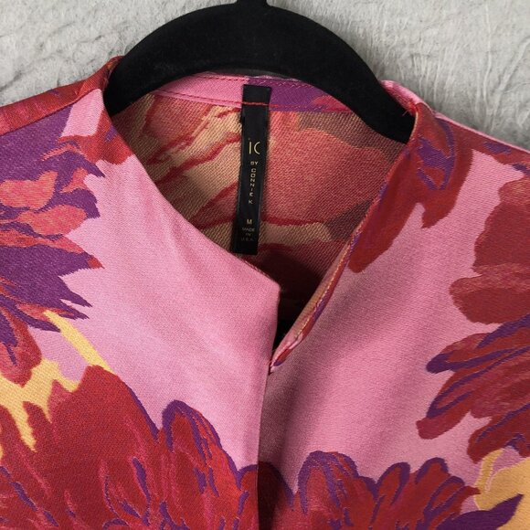 IC by Connie K Jacket Womens Medium Pink Red Floral Asymmetrical Mandarin Collar - Picture 14 of 14